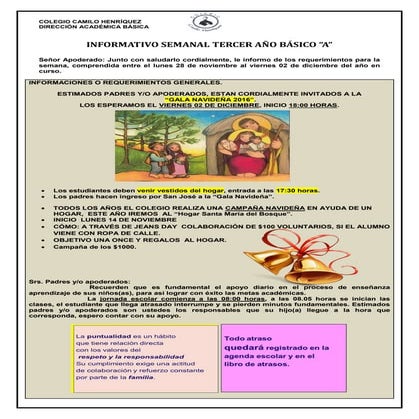 3º básico a  semana 28 noviembre al 02 diciembre