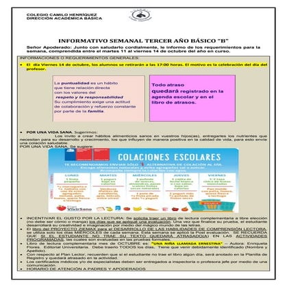 3º básico b semana  11 al 14 de octubre