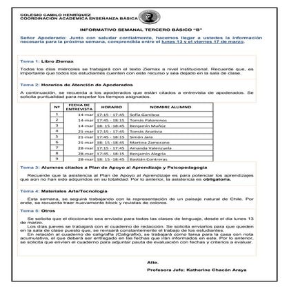 3º básico b semana 13 al 17 de marzo