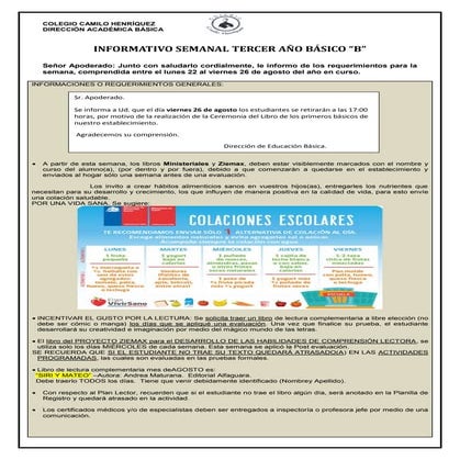 3º básico b semana  22 al  26 agosto