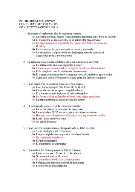 (3 b) tumores preresidentado examen