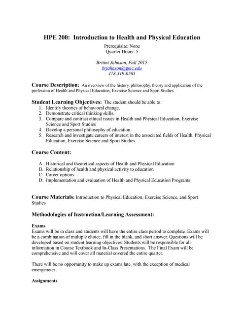 HPE200SYL syllabus BJohnson