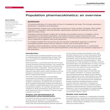 Population Pharmacokinetics and its overview