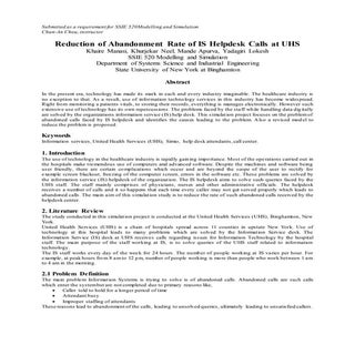 Reduction of Call Abandonment Rate ...