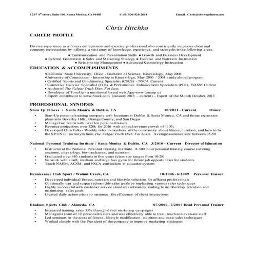 Hitchko Resume 2016 | DOCX