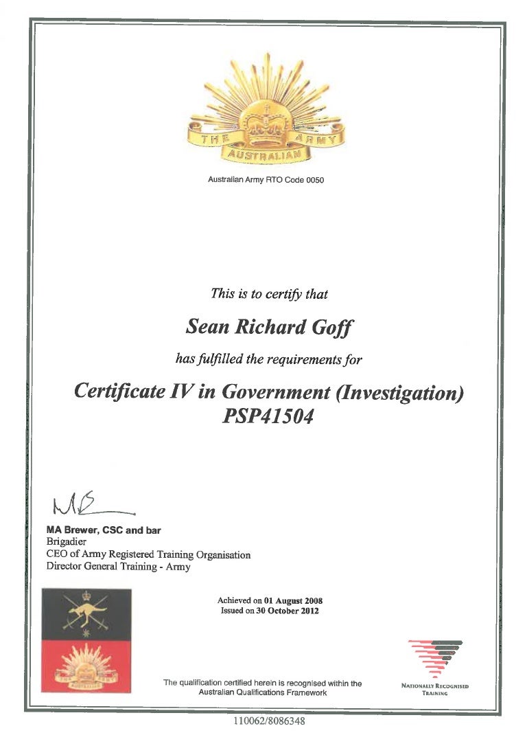 Cert IV Government Investigations