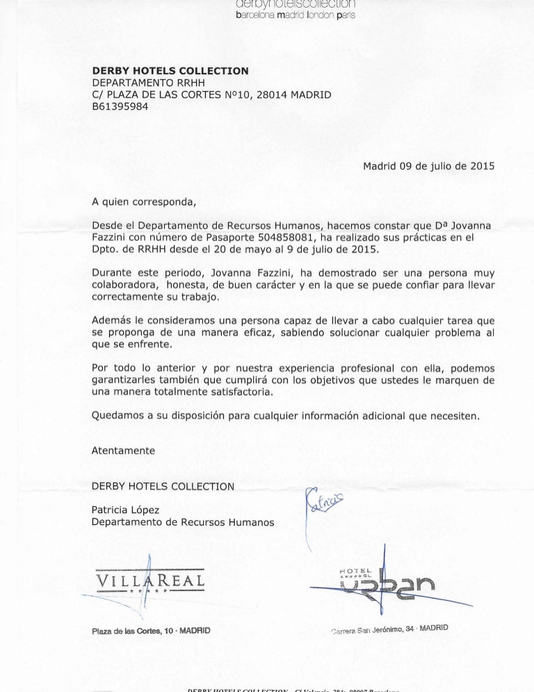 Spanish Letter of Rec