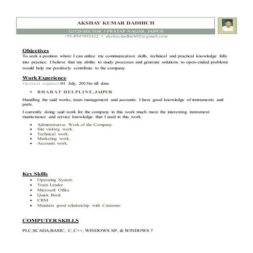 Akshay Kumar Dadhich resume