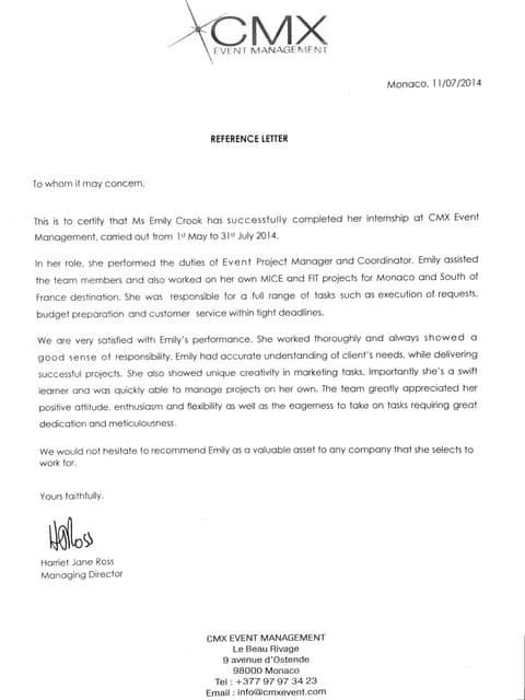Reference letter from Collective Apparel | PDF