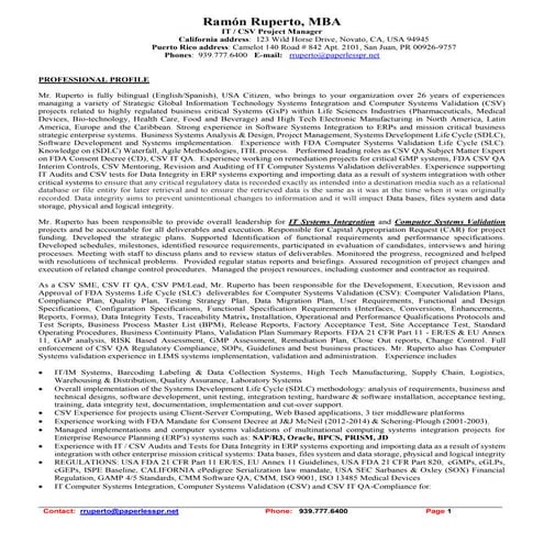 Ramon Ruperto -  IT, CSV Project Manager