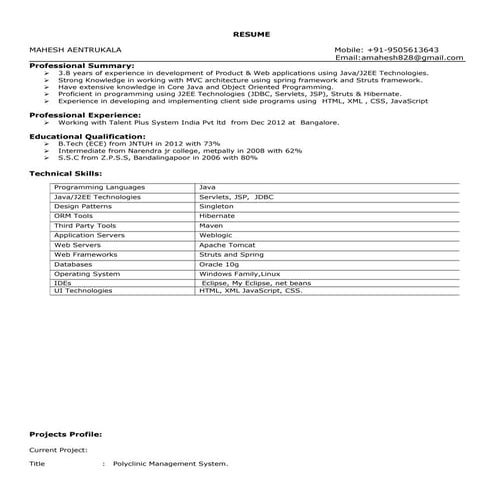 Vikash kumar java developer -1.5 years of exp | DOCX