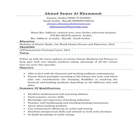 Ahmad Samer Khammash CV 2015 | DOC