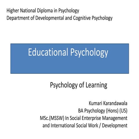 Psychology of Learning