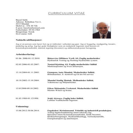 Curriculum vitae norsk | DOC