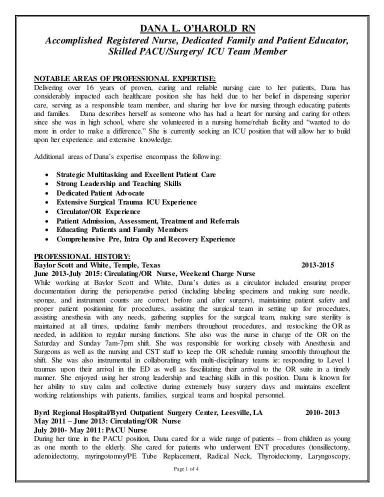 pacu nurse resumes