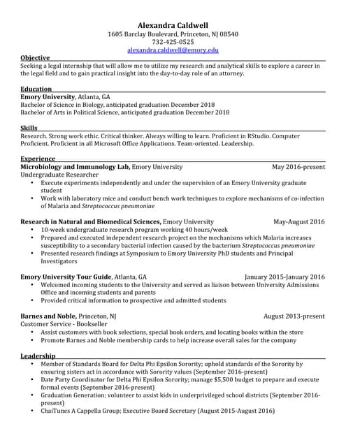 Alexandra Caldwell Resume 2017