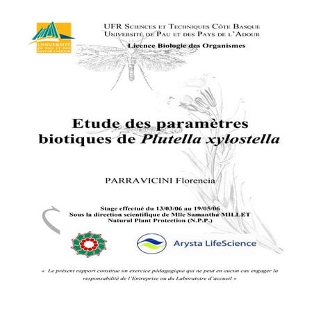Study of biotic parameters of Plutella xylostella