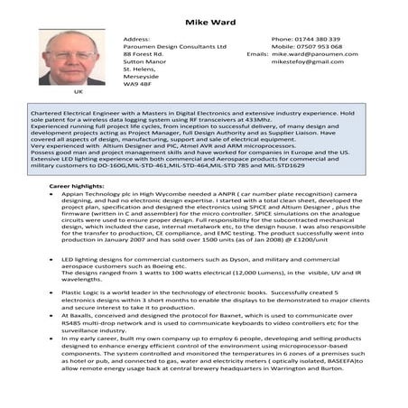 Mike Ward CV 2016.12.23