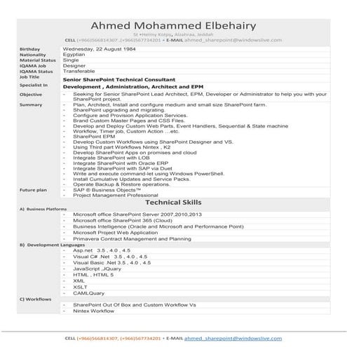 Ahmed Mohamed Elbehairy - Senior SharePoint Techinical Consultant (Developer ...
