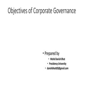 objectives of corporate governance