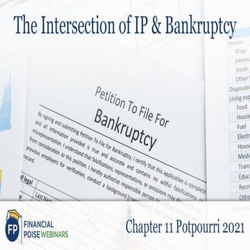 The Intersection of IP & Bankruptcy (Series: Chapter 11 Potpourri)