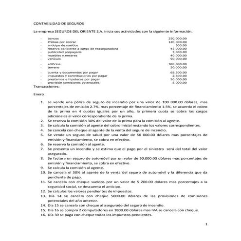 contabilidad de seguros | PDF