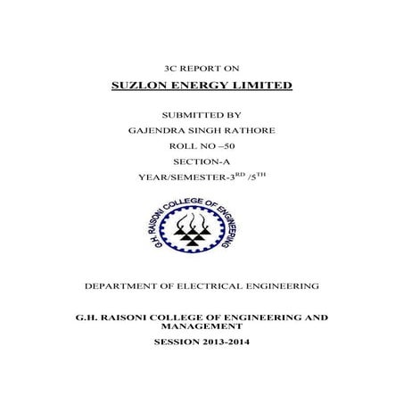 3 c report on suzlon energy ltd.