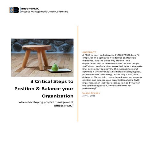 3 Critical Steps to Project Management Office (PMO) Development