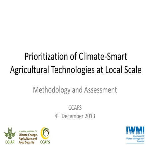 Demonstration of climate-smart agriculture prioritisation toolkit 