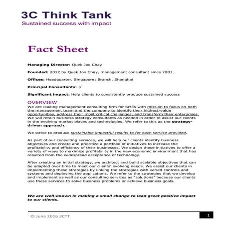 3C Think Tank Factsheet