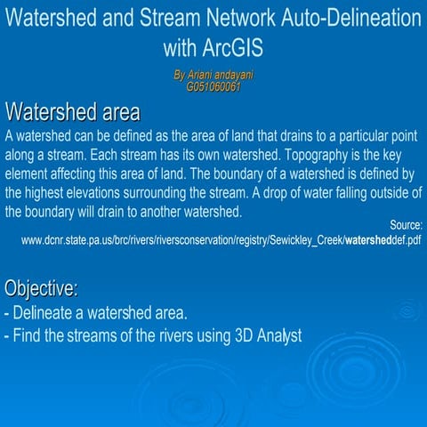 3D Analyst - Watershed and Stream Network