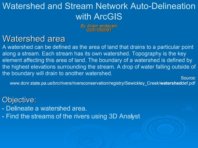 3D Analyst - Watershed and Stream Network