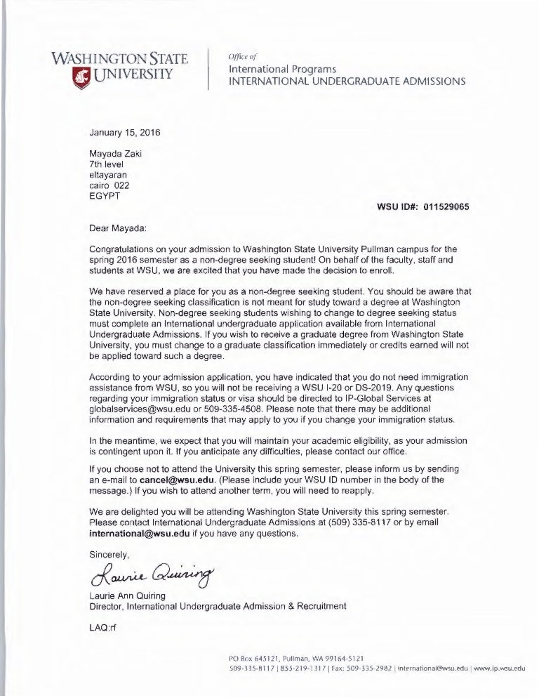 acceptance letter of wsu washington state university letter of recommendation