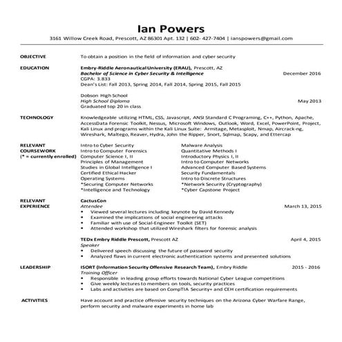 Ian Powers Resume