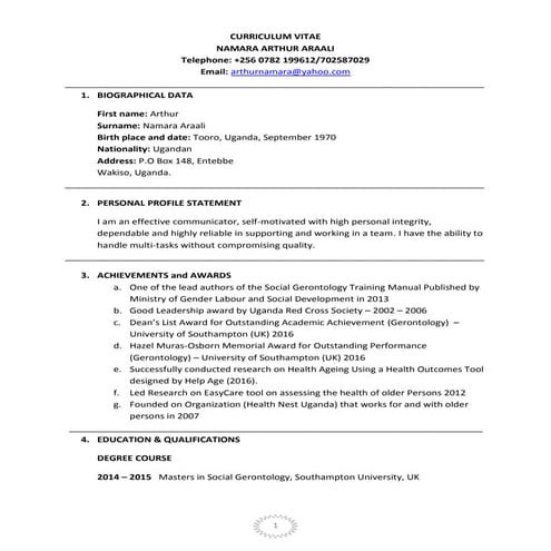 Arthurs CV | PDF