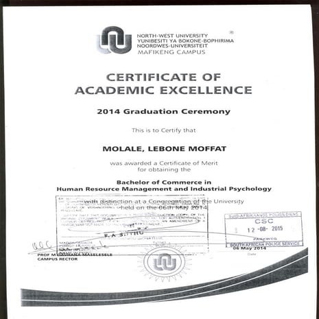 certificate of academic excellence | PDF