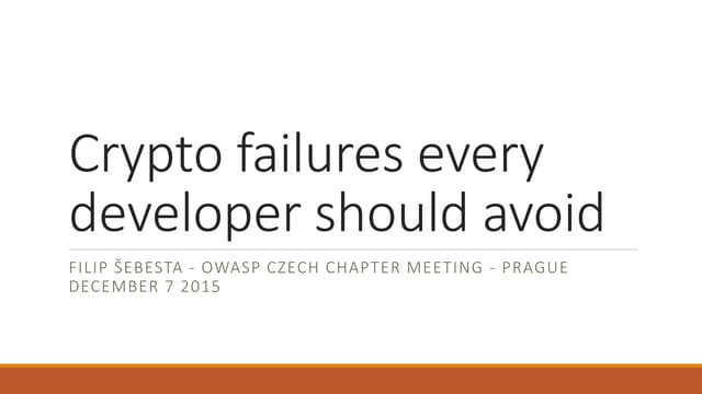 Crypto failures every developer should avoid