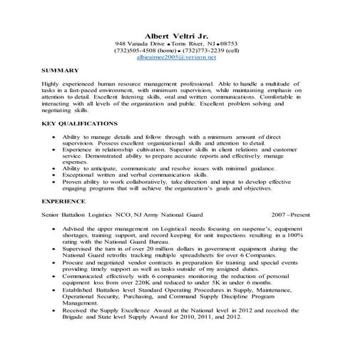ALBERT VELTRI JR resume