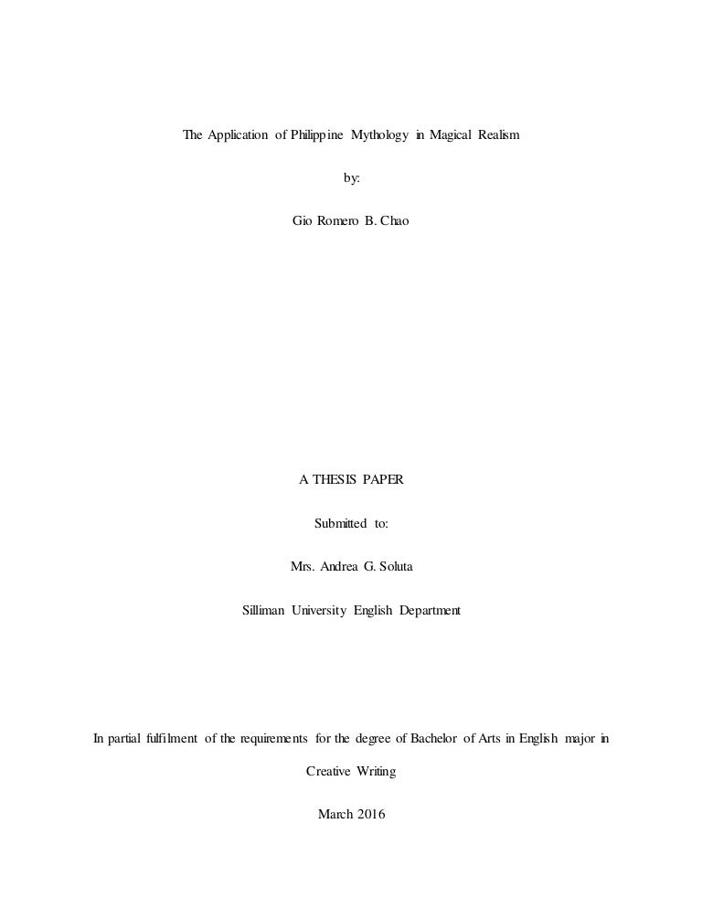 connecting philippine mythology to magical realism in two short stori as an art form magic realism is characterized by