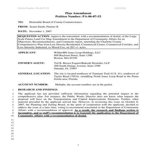 PA-06-07-52 The Loop Staff Report to BCC - Plan Amendment