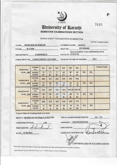 CIMA Result Transcript | PDF