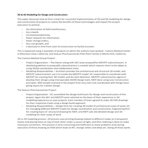 3 d and 4d modeling for design and construction