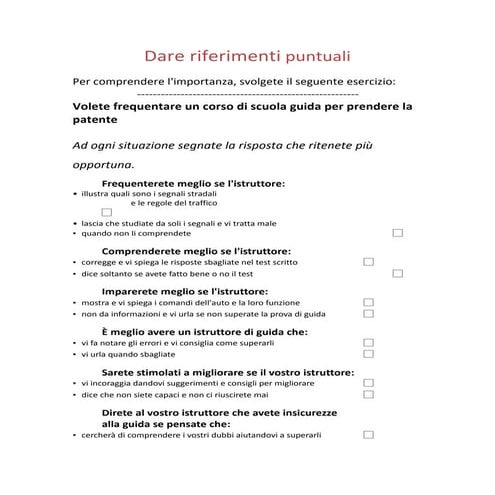 Dare riferimenti puntuali