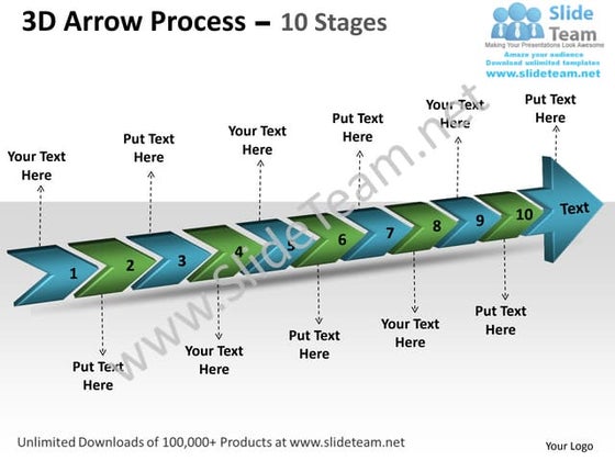 Ppt 3d arrow flow diagram representing steps business power point ...