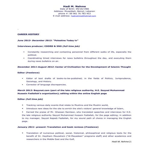 CV - without references | DOCX