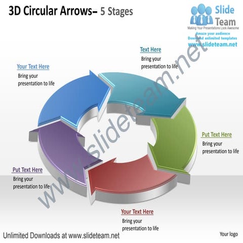 3d circular arrows 5 stages ppt slides diagrams templates