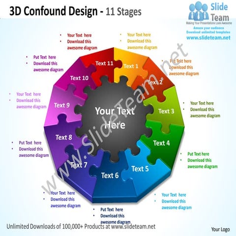 3d confound design 11 stages powerpoint templates 0712