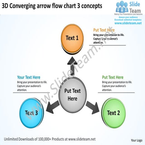 3d converging arrow flow chart concepts arrows process software power point s...