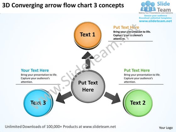 Three diverging arrows pointing direction circular flow process power ...