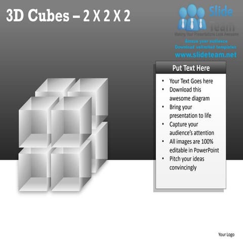 3d cubes 2x2x2 powerpoint presentation slides ppt templates